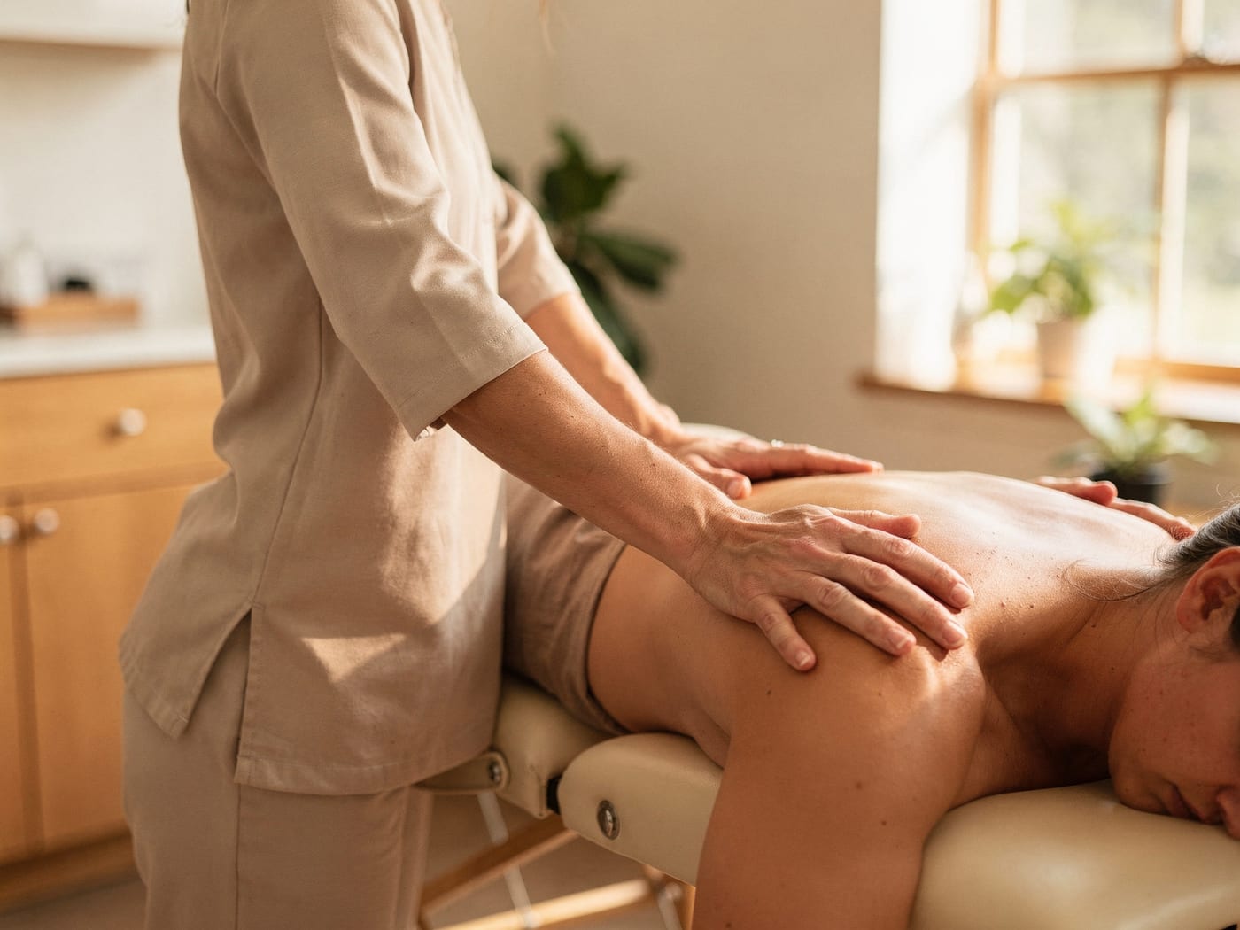 Gentle, hands-on chiropractic care in a warm, sunlit room